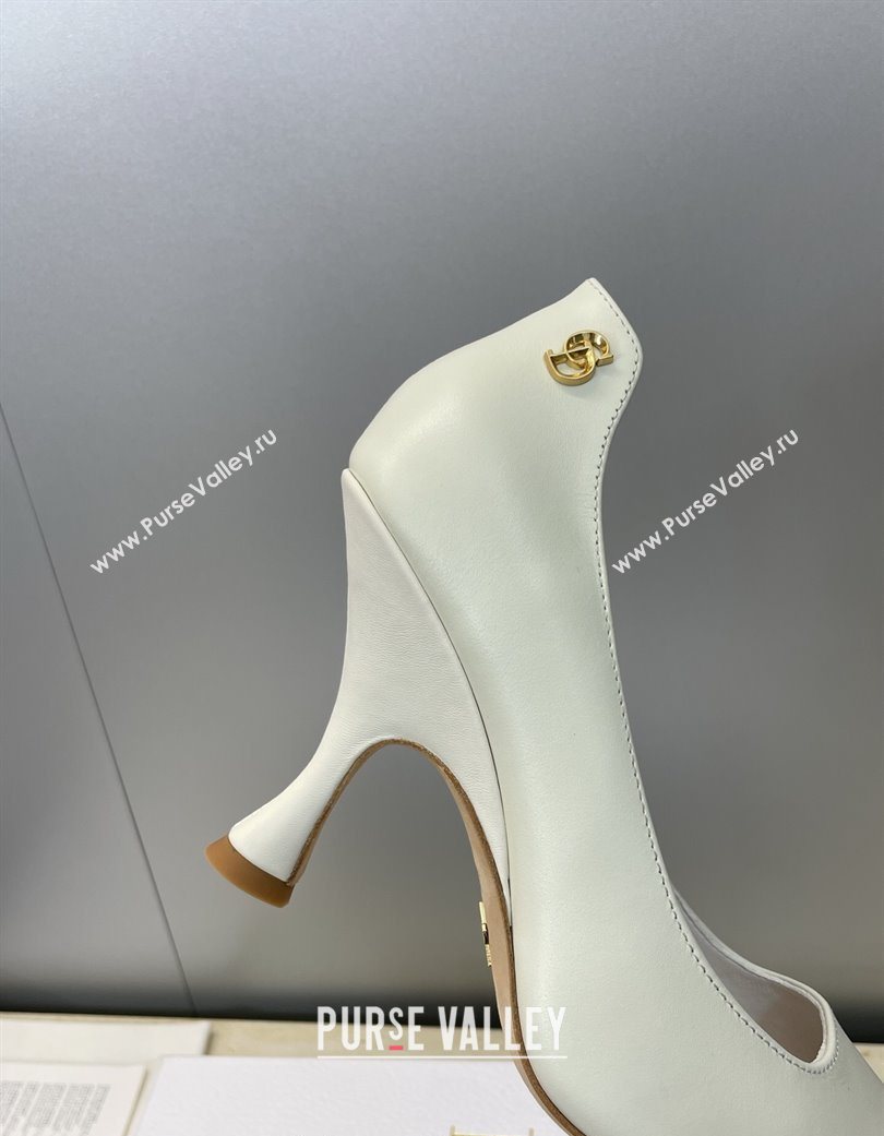 Dior D-Time Pumps 8cm in Calfskin Leather White 2025 DR121703 (JC-251217039)