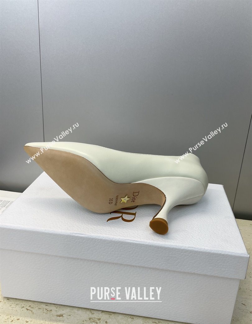 Dior D-Time Pumps 8cm in Calfskin Leather White 2025 DR121703 (JC-251217039)