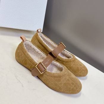 Dior DiorAlps Dior Frost Ballet Flats in Cannage Suede Camel 2025 DR121601 (MD-251216092)
