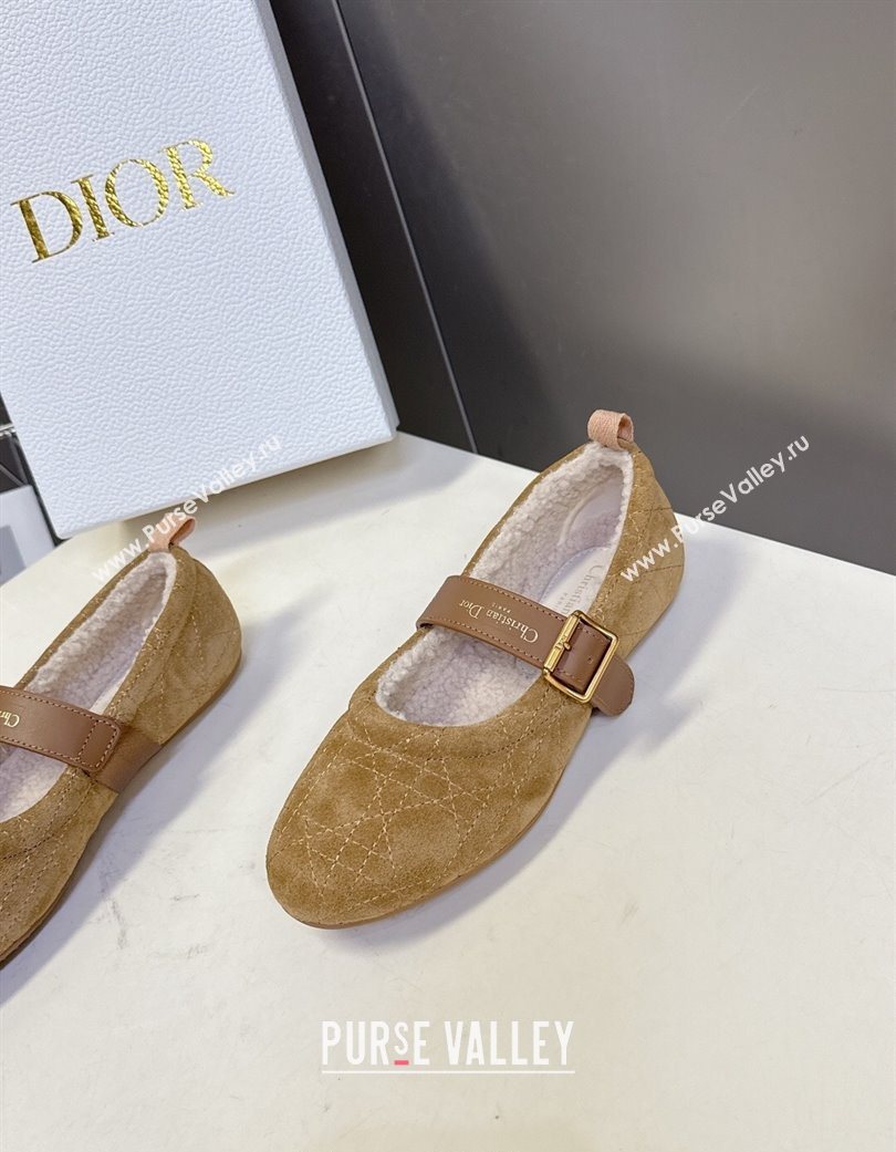 Dior DiorAlps Dior Frost Ballet Flats in Cannage Suede Camel 2025 DR121601 (MD-251216092)