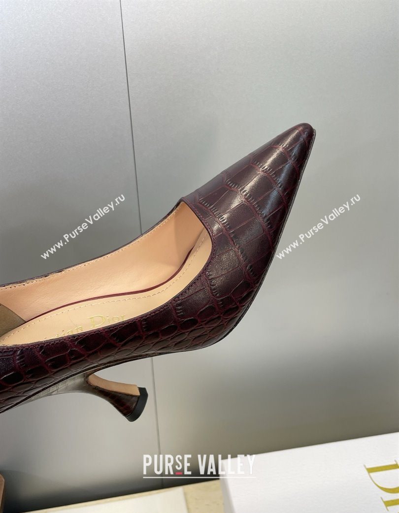 Dior D-Time Pumps 8cm in Embossed Leather Dark Brown 2025 DR121703 (JC-251217041)