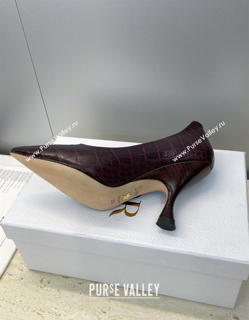 Dior D-Time Pumps 8cm in Embossed Leather Dark Brown 2025 DR121703 (JC-251217041)