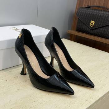 Dior D-Time Pumps 8cm in Embossed Leather Black 2025 DR121703 (JC-251217042)