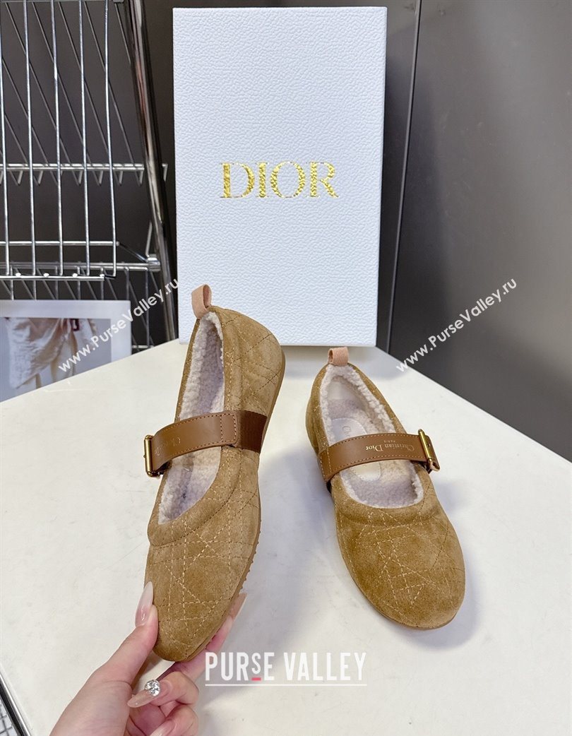 Dior DiorAlps Dior Frost Ballet Flats in Cannage Suede Camel 2025 DR121601 (MD-251216092)