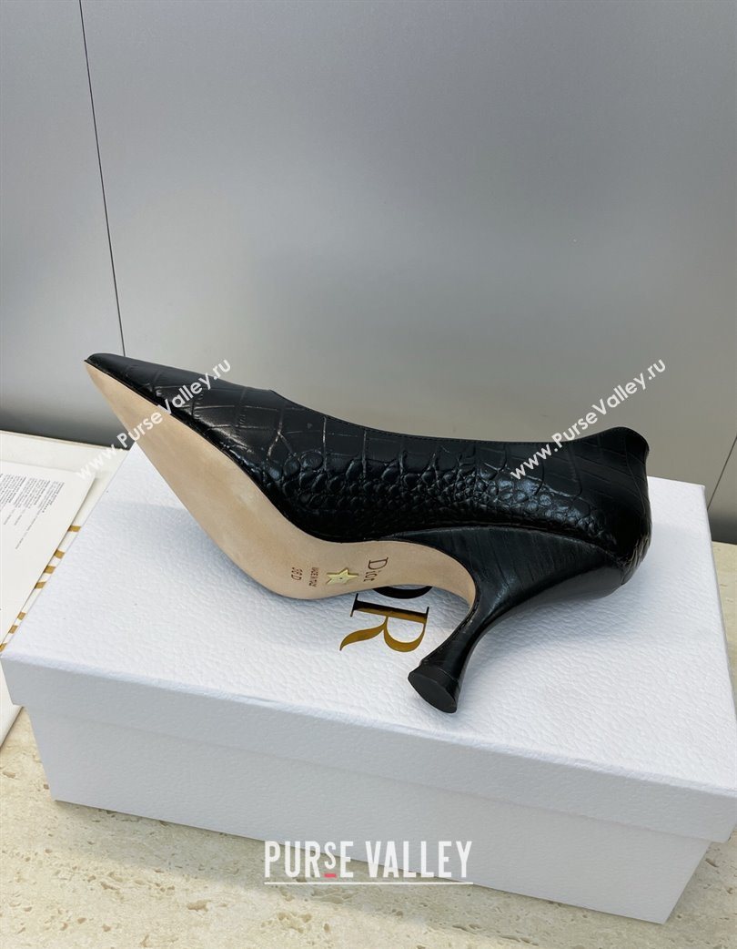 Dior D-Time Pumps 8cm in Embossed Leather Black 2025 DR121703 (JC-251217042)