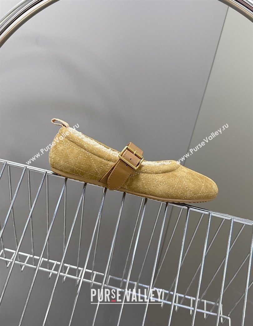 Dior DiorAlps Dior Frost Ballet Flats in Cannage Suede Camel 2025 DR121601 (MD-251216092)
