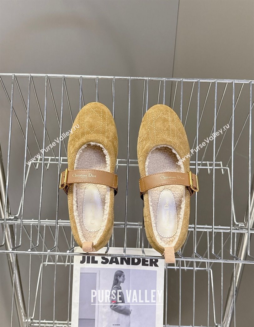 Dior DiorAlps Dior Frost Ballet Flats in Cannage Suede Camel 2025 DR121601 (MD-251216092)