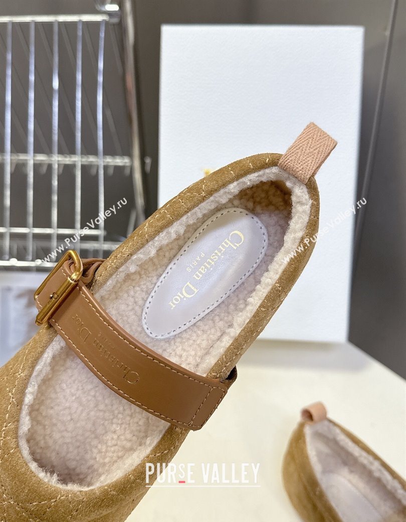 Dior DiorAlps Dior Frost Ballet Flats in Cannage Suede Camel 2025 DR121601 (MD-251216092)