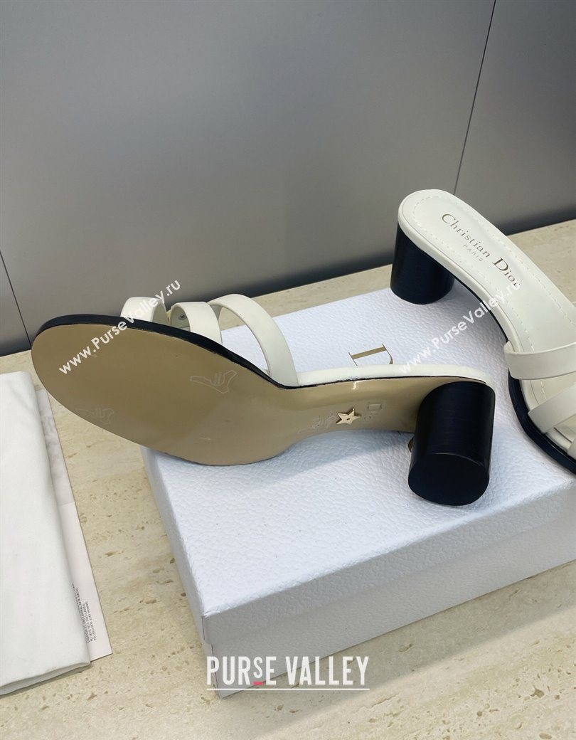 Dior 30M Heeled Slides Sandal 5cm in Calfskin Leather with CD Pearl White 2025 (JC-251217018)
