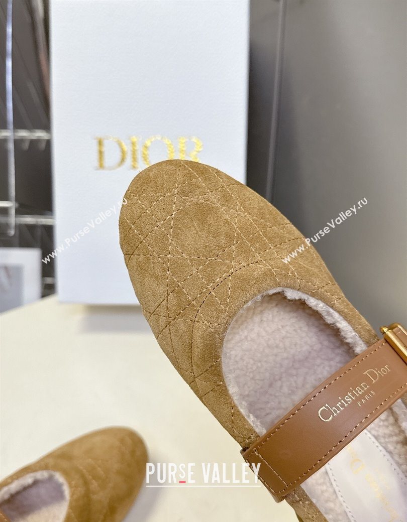 Dior DiorAlps Dior Frost Ballet Flats in Cannage Suede Camel 2025 DR121601 (MD-251216092)