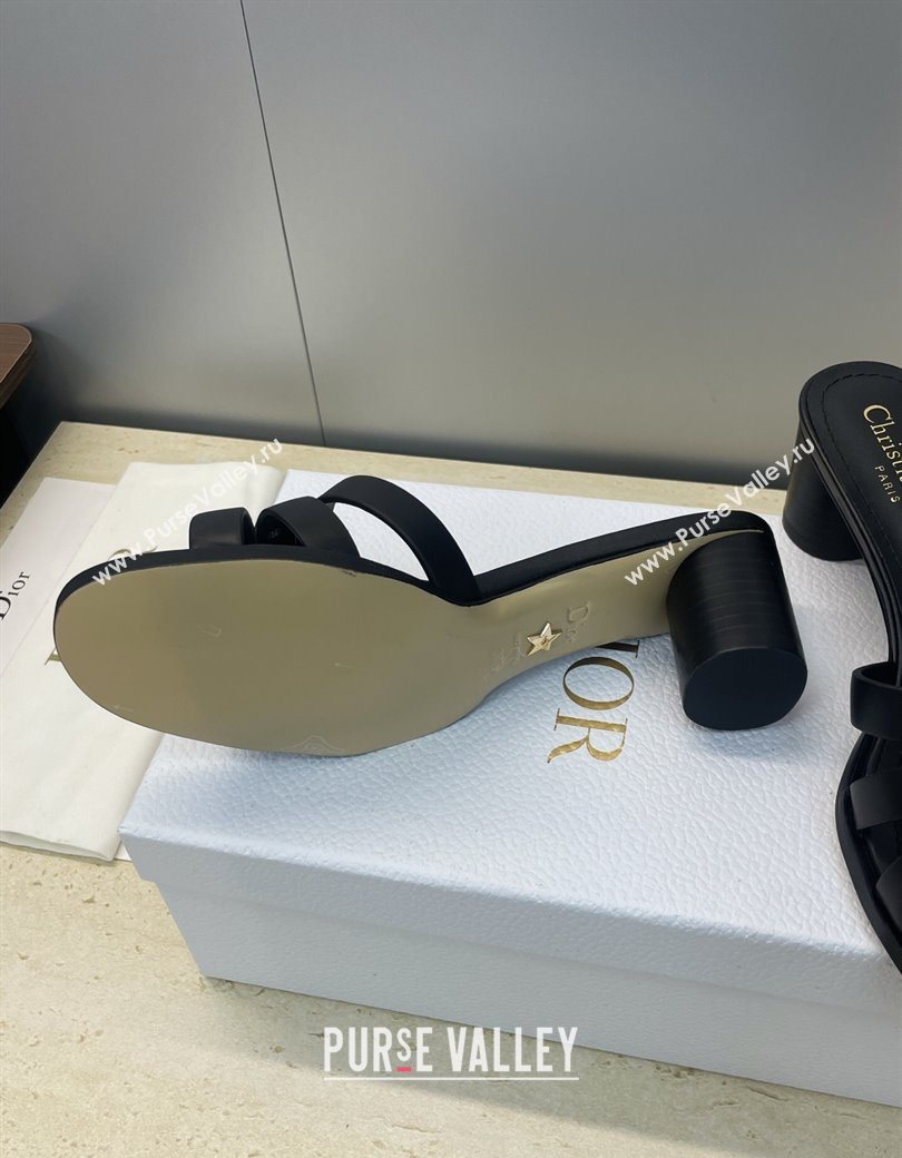 Dior 30M Heeled Slides Sandal 5cm in Calfskin Leather with CD Pearl Black 2025 (JC-251217019)