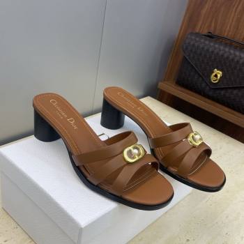 Dior 30M Heeled Slides Sandal 5cm in Calfskin Leather with CD Pearl Brown 2025 (JC-251217020)