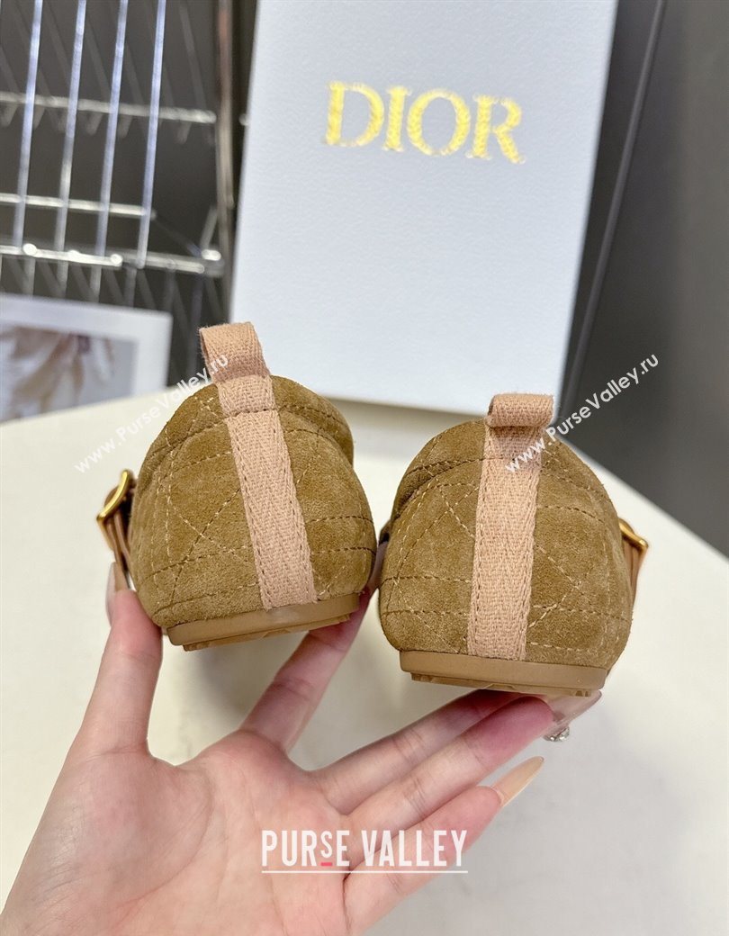 Dior DiorAlps Dior Frost Ballet Flats in Cannage Suede Camel 2025 DR121601 (MD-251216092)