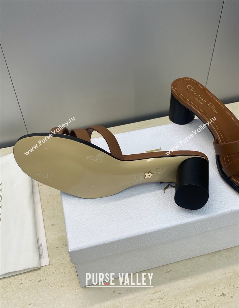 Dior 30M Heeled Slides Sandal 5cm in Calfskin Leather with CD Pearl Brown 2025 (JC-251217020)