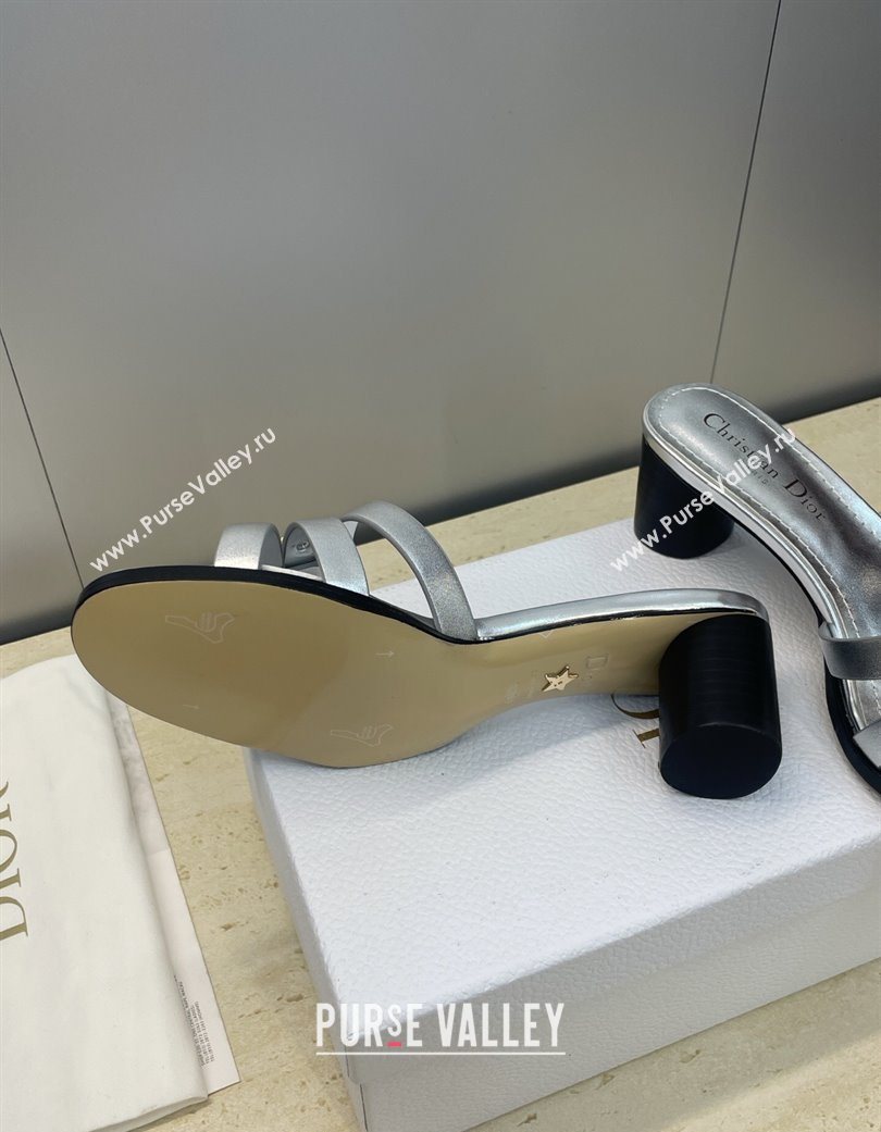 Dior 30M Heeled Slides Sandal 5cm in Calfskin Leather with CD Pearl Silver 2025 (JC-251217022)