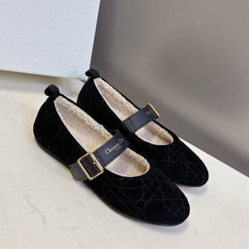 Dior DiorAlps Dior Frost Ballet Flats in Cannage Suede Black 2025 DR121601 (MD-251216093)