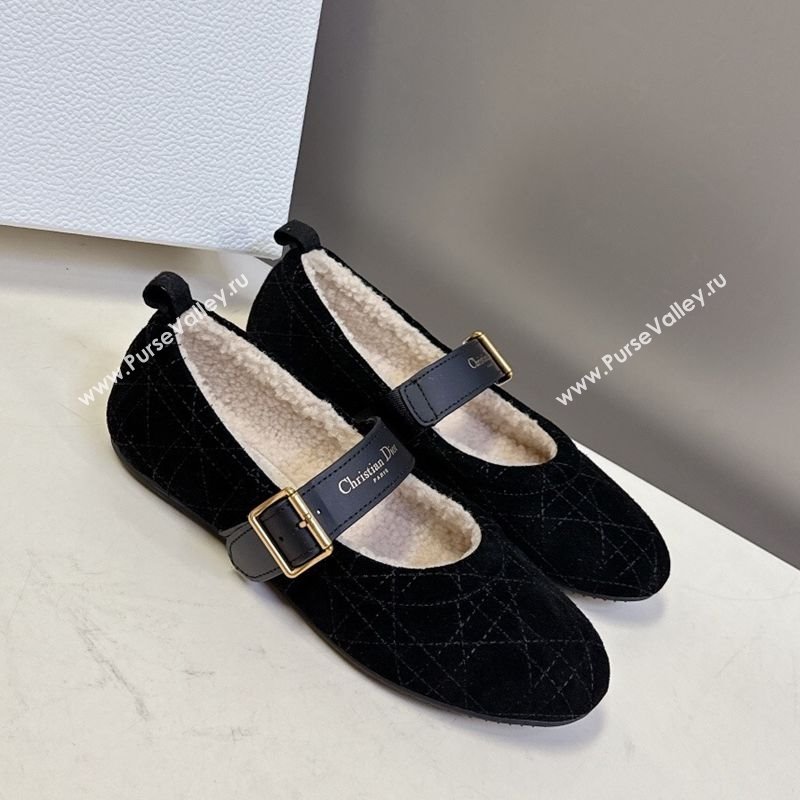 Dior DiorAlps Dior Frost Ballet Flats in Cannage Suede Black 2025 DR121601 (MD-251216093)