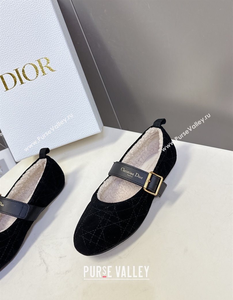 Dior DiorAlps Dior Frost Ballet Flats in Cannage Suede Black 2025 DR121601 (MD-251216093)