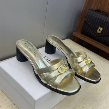 Dior 30M Heeled Slides Sandal 5cm in Calfskin Leather with CD Pearl Gold 2025 (JC-251217024)