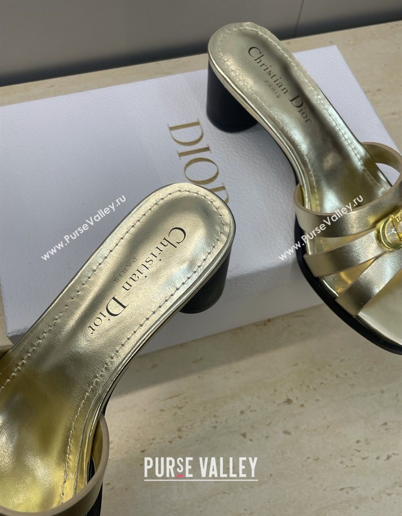 Dior 30M Heeled Slides Sandal 5cm in Calfskin Leather with CD Pearl Gold 2025 (JC-251217024)