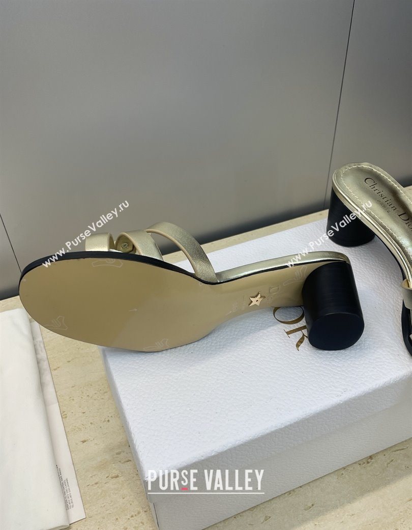 Dior 30M Heeled Slides Sandal 5cm in Calfskin Leather with CD Pearl Gold 2025 (JC-251217024)