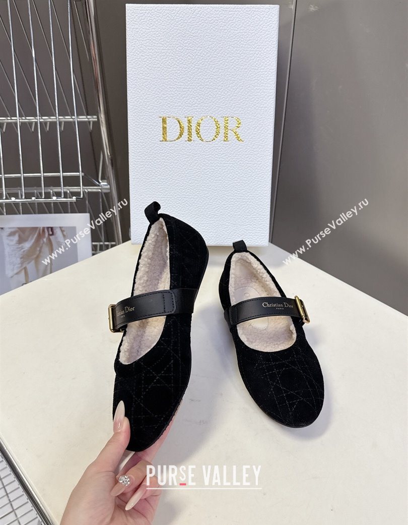 Dior DiorAlps Dior Frost Ballet Flats in Cannage Suede Black 2025 DR121601 (MD-251216093)