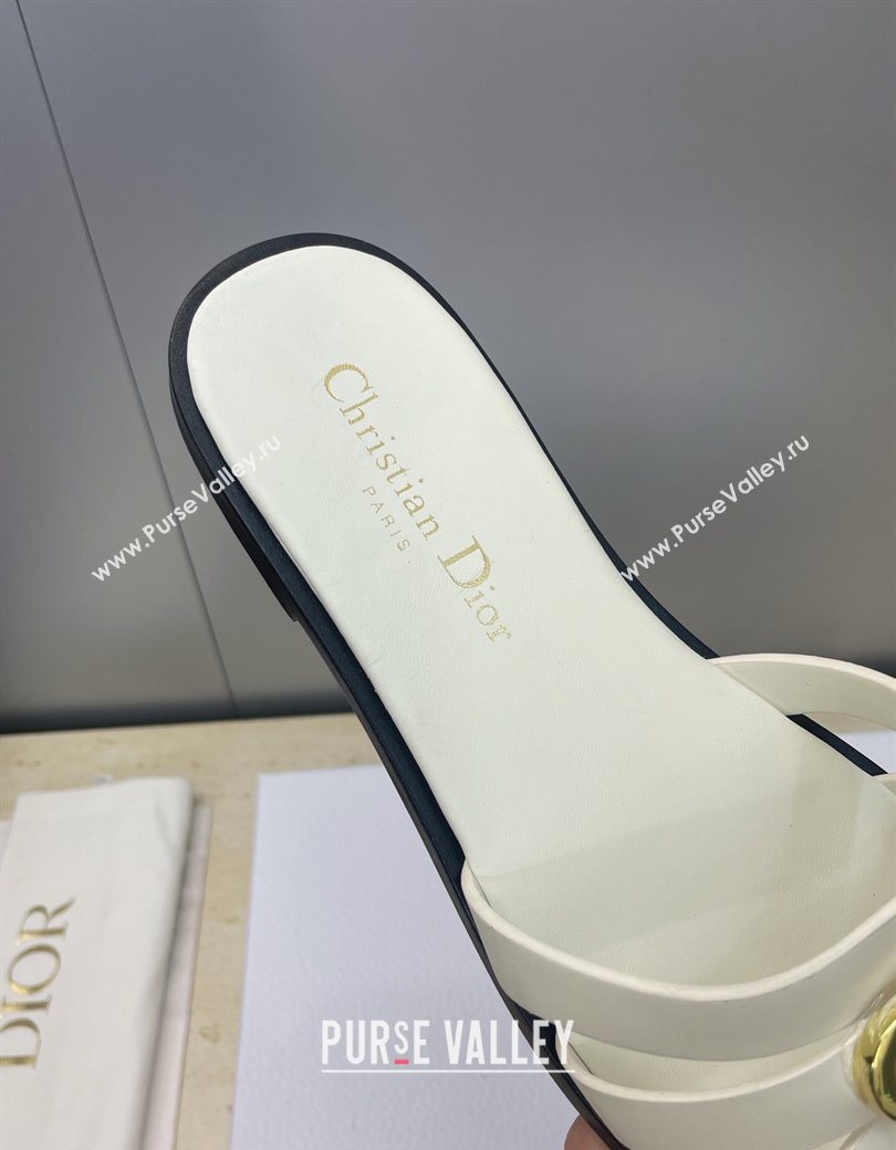 Dior 30M Flat Slides Sandal in Calfskin Leather with CD Pearl White 2025 (JC-251217025)