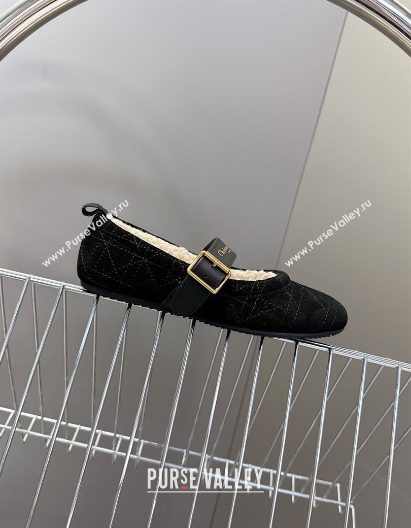 Dior DiorAlps Dior Frost Ballet Flats in Cannage Suede Black 2025 DR121601 (MD-251216093)