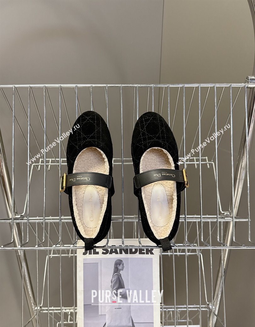 Dior DiorAlps Dior Frost Ballet Flats in Cannage Suede Black 2025 DR121601 (MD-251216093)