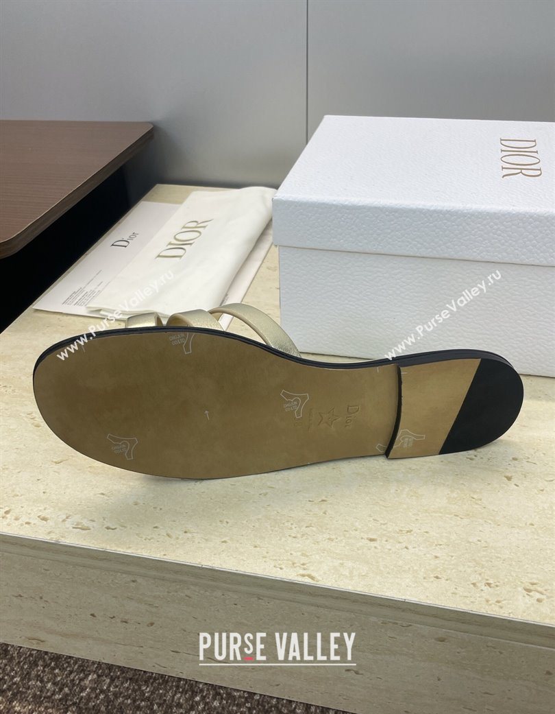 Dior 30M Flat Slides Sandal in Calfskin Leather with CD Pearl Gold 2025 (JC-251217027)