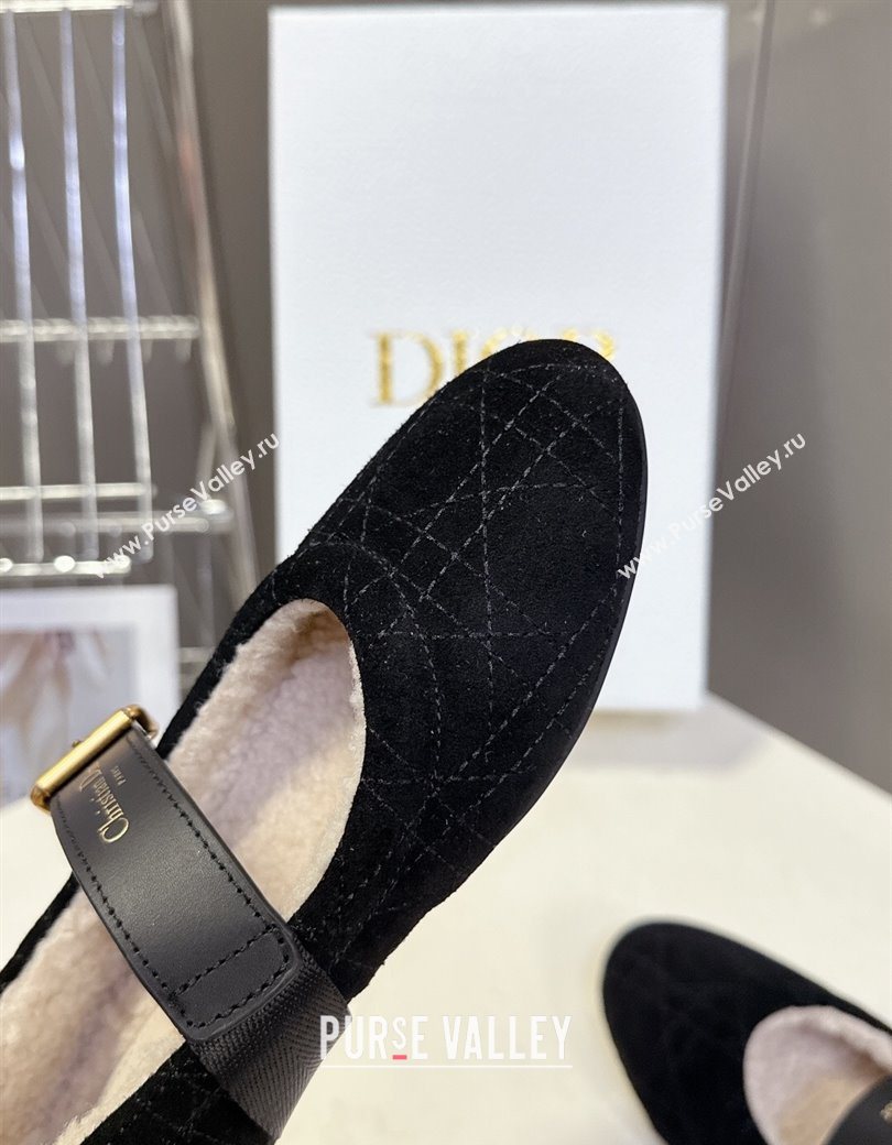 Dior DiorAlps Dior Frost Ballet Flats in Cannage Suede Black 2025 DR121601 (MD-251216093)