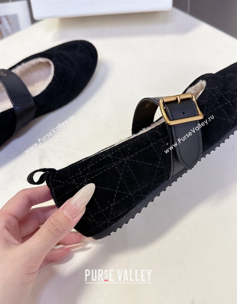 Dior DiorAlps Dior Frost Ballet Flats in Cannage Suede Black 2025 DR121601 (MD-251216093)