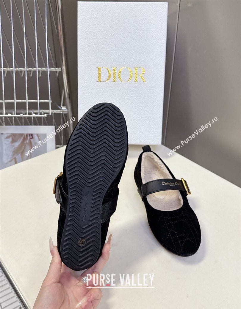 Dior DiorAlps Dior Frost Ballet Flats in Cannage Suede Black 2025 DR121601 (MD-251216093)