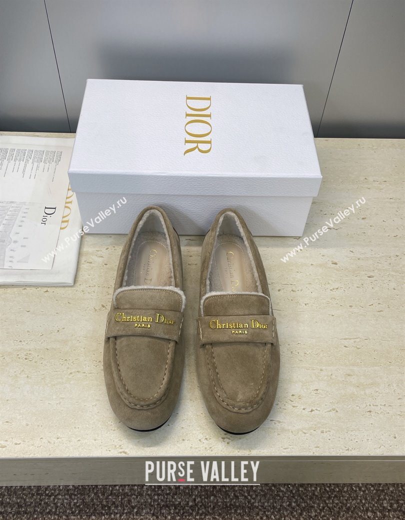 Dior DiorAlps Boy Flat Loafers in Suede and Shearling Grey2 2025 DR121603 (JC-251216098)