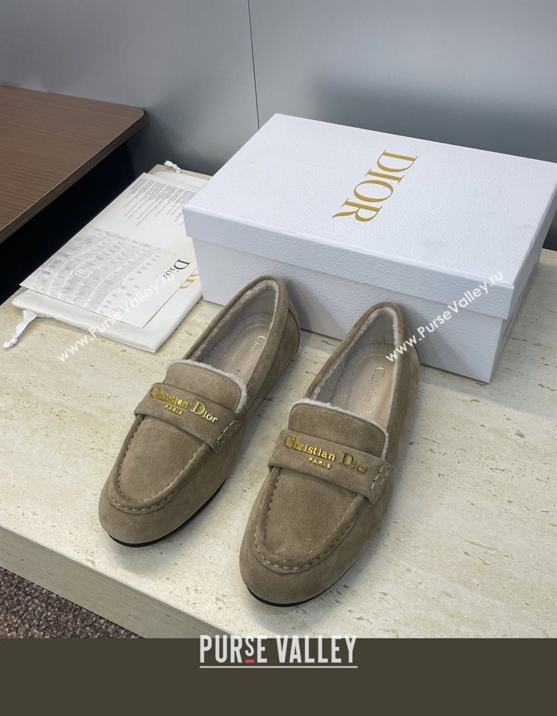 Dior DiorAlps Boy Flat Loafers in Suede and Shearling Grey2 2025 DR121603 (JC-251216098)