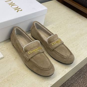 Dior DiorAlps Boy Flat Loafers in Suede and Shearling Grey2 2025 DR121603 (JC-251216098)