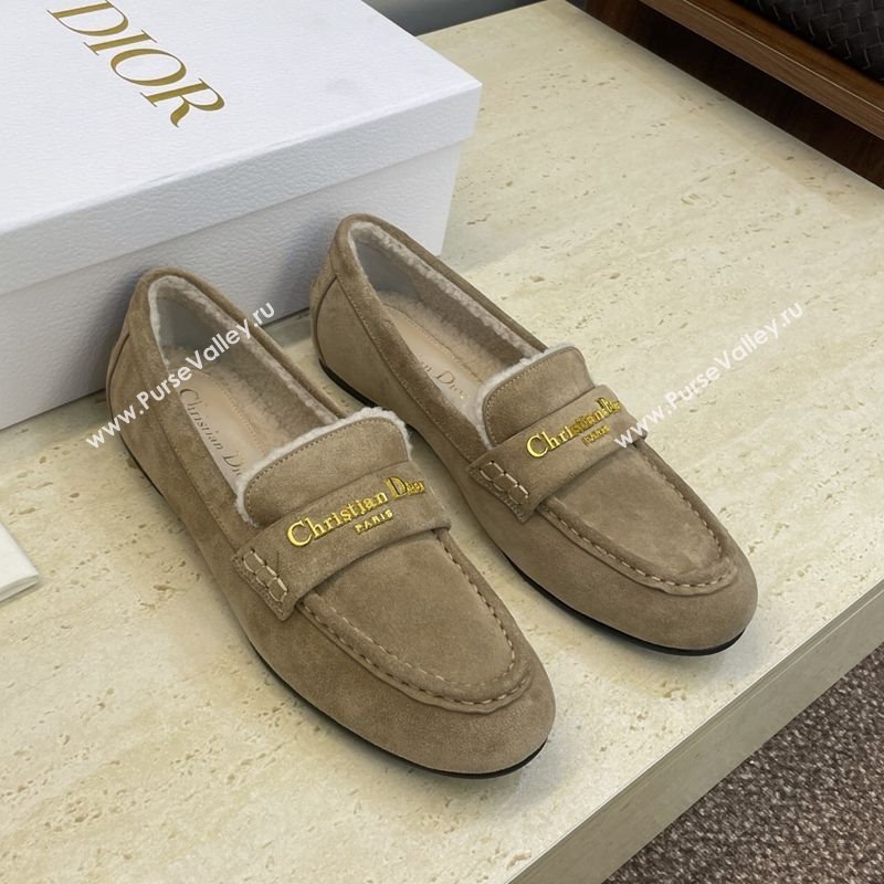 Dior DiorAlps Boy Flat Loafers in Suede and Shearling Grey2 2025 DR121603 (JC-251216098)