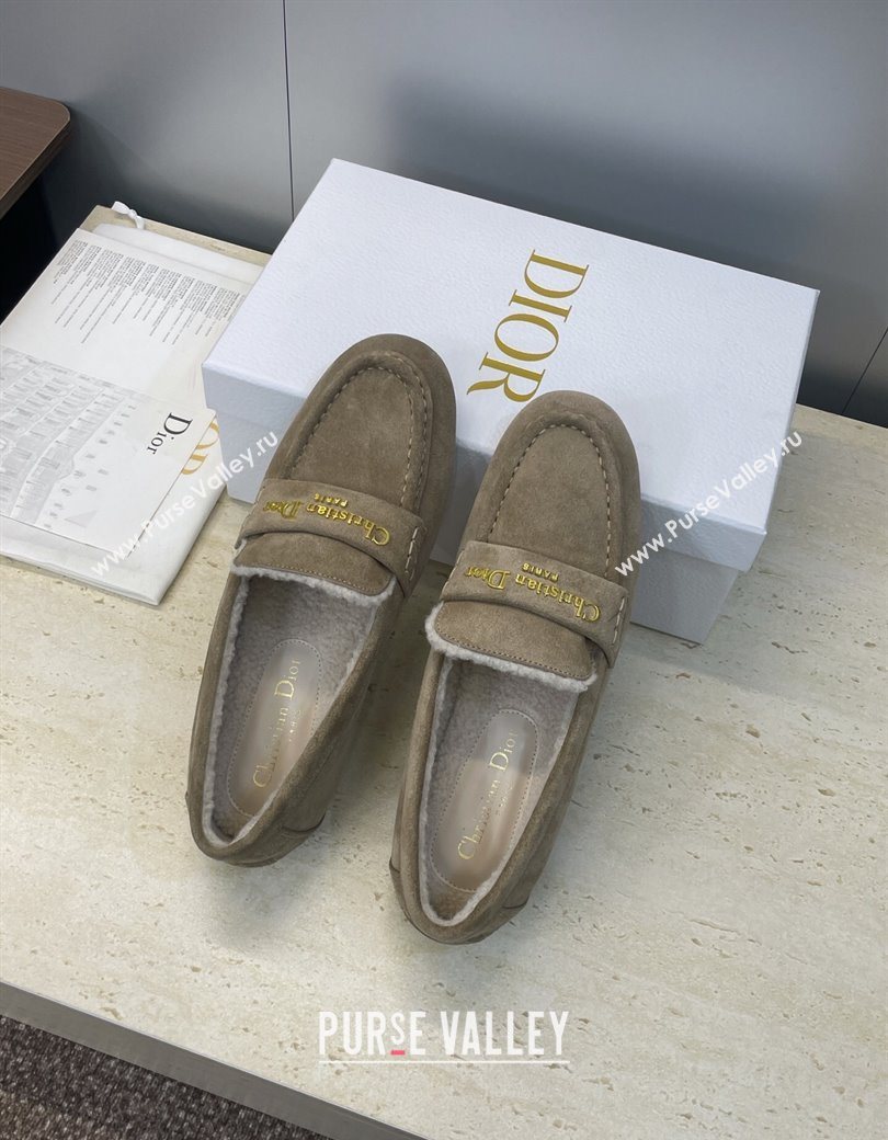 Dior DiorAlps Boy Flat Loafers in Suede and Shearling Grey2 2025 DR121603 (JC-251216098)