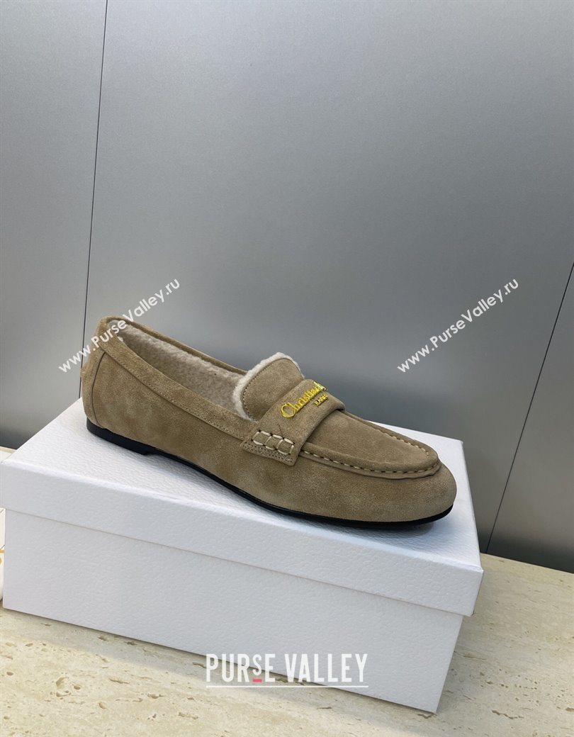 Dior DiorAlps Boy Flat Loafers in Suede and Shearling Grey2 2025 DR121603 (JC-251216098)