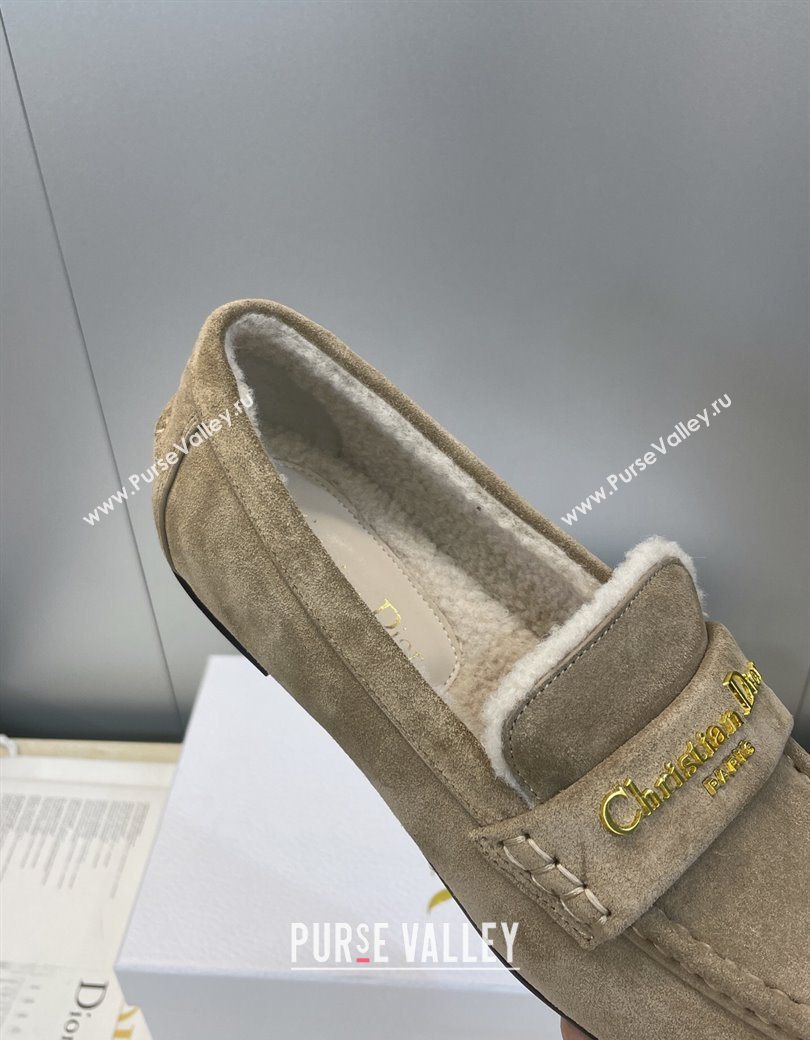 Dior DiorAlps Boy Flat Loafers in Suede and Shearling Grey2 2025 DR121603 (JC-251216098)