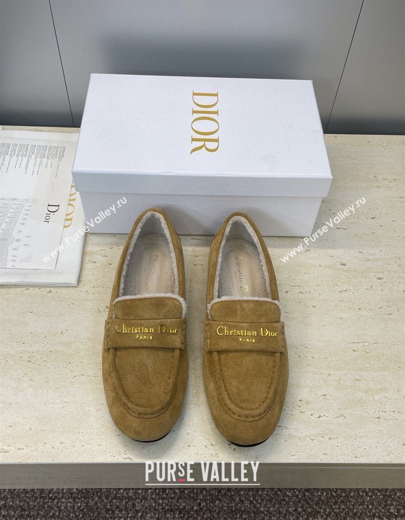 Dior DiorAlps Boy Flat Loafers in Suede and Shearling Camel 2025 DR121603 (JC-251216099)