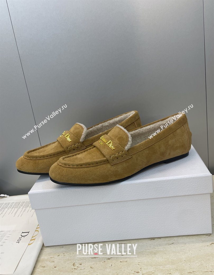 Dior DiorAlps Boy Flat Loafers in Suede and Shearling Camel 2025 DR121603 (JC-251216099)