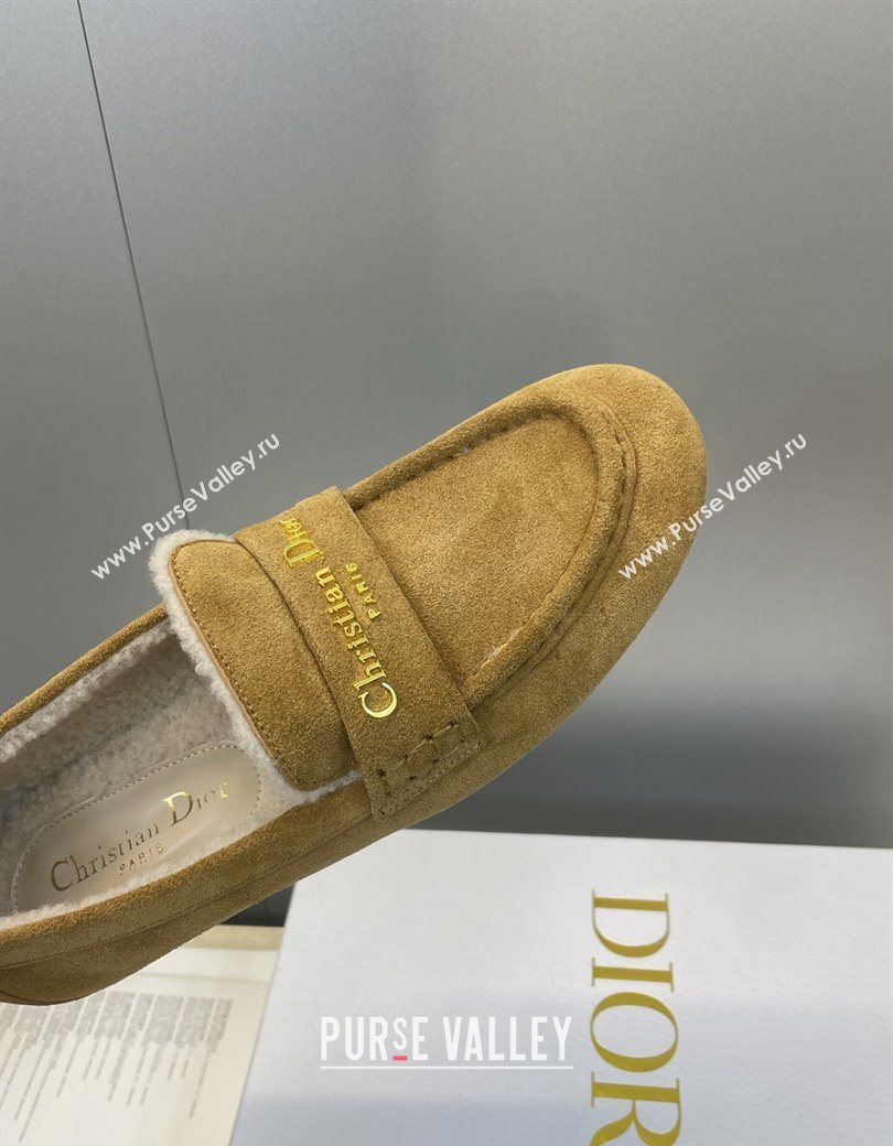 Dior DiorAlps Boy Flat Loafers in Suede and Shearling Camel 2025 DR121603 (JC-251216099)