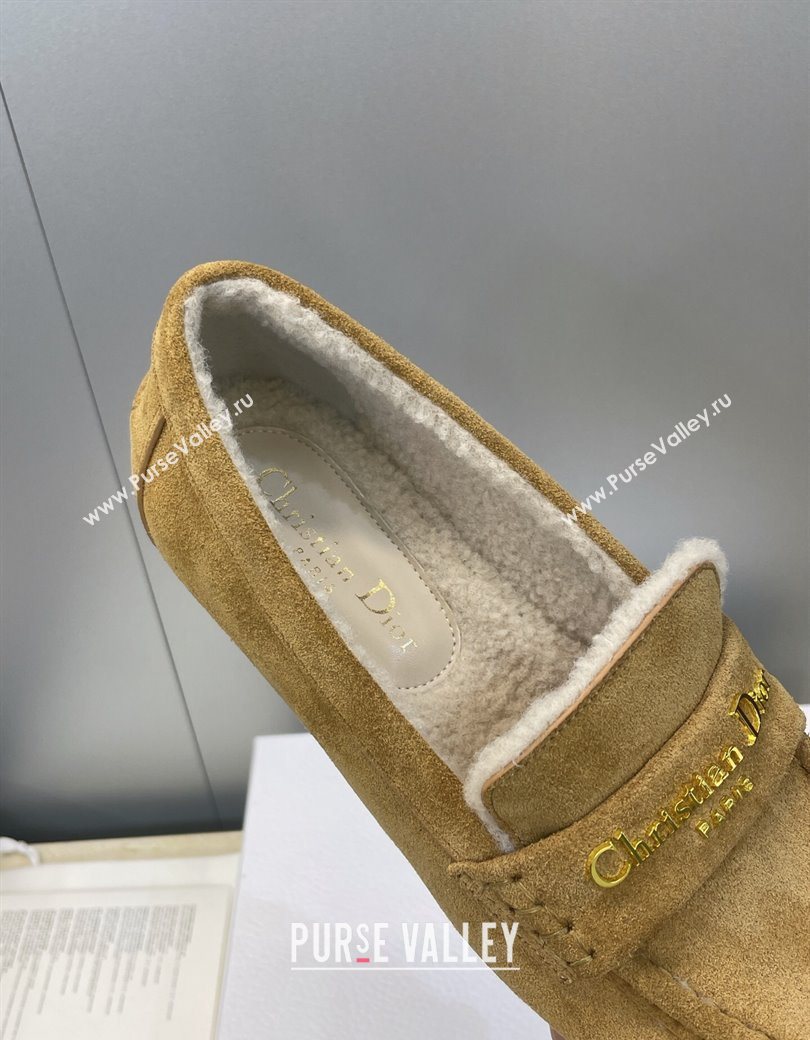 Dior DiorAlps Boy Flat Loafers in Suede and Shearling Camel 2025 DR121603 (JC-251216099)