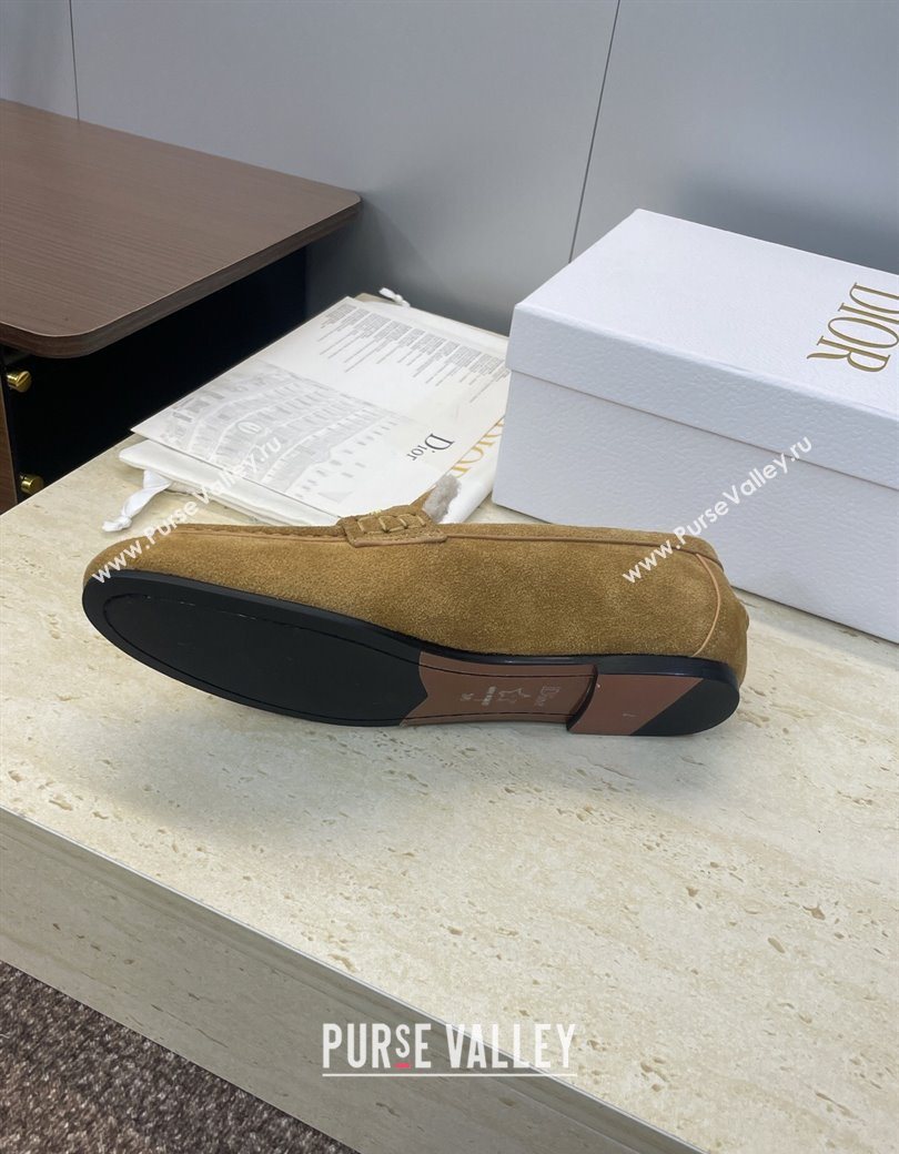 Dior DiorAlps Boy Flat Loafers in Suede and Shearling Camel 2025 DR121603 (JC-251216099)