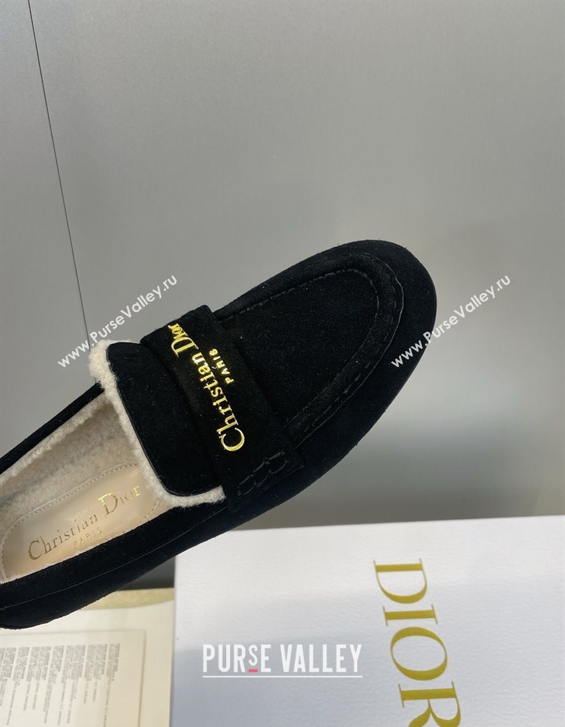 Dior DiorAlps Boy Flat Loafers in Suede and Shearling Black 2025 DR121603 (JC-251216100)
