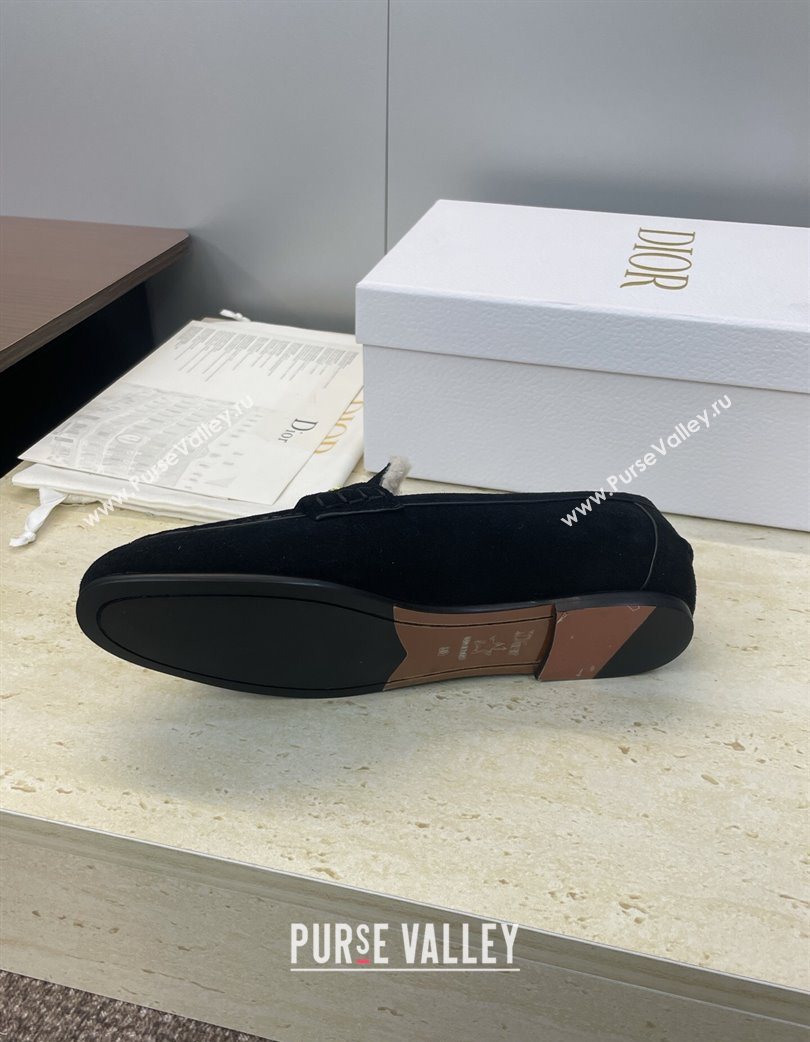 Dior DiorAlps Boy Flat Loafers in Suede and Shearling Black 2025 DR121603 (JC-251216100)