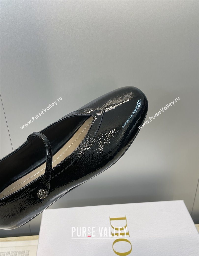 Dior New Ballet Flats in Crinkled Patent Calfskin Leather Black 2025 DR121604 (JC-251216102)