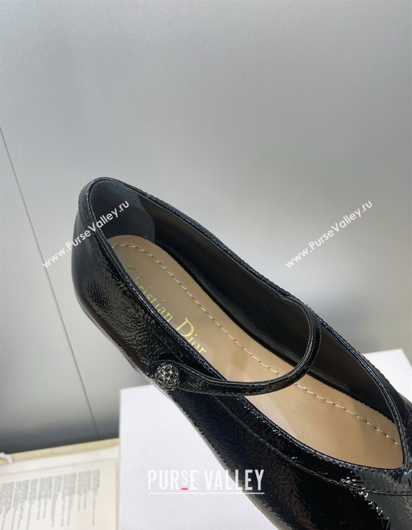Dior New Ballet Flats in Crinkled Patent Calfskin Leather Black 2025 DR121604 (JC-251216102)
