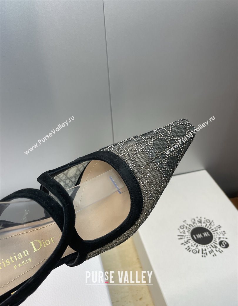 Dior Capture Heeled Sandals 9.5cm in Mesh with Strass Cannage Motif 2025 DR121606 (JC-251216112)